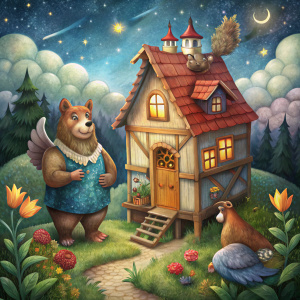 a fary tale about the house that a  bear and a rooster built