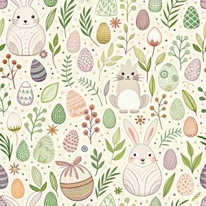 easter minimalist doodles seamless pattern tile, white ground