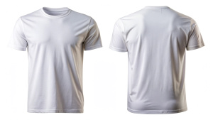 Set of white front and back view tshirt isolated on white background