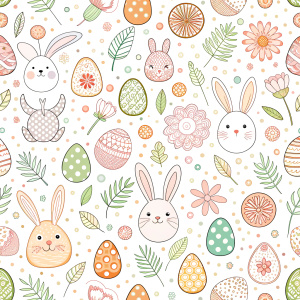 easter minimalist doodles seamless pattern tile, white ground