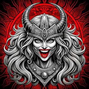 happy viking girlface perfect realistic art, high-definition, high-definition grey and black, white background 