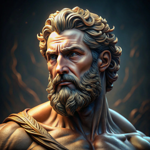 
Create a magnetic thumbnail for stoic YouTube channel, with face bronze statue to the side, wise, imposing and with beard, muscular stoic statue style, remove background ,3d render, cinematic and fhoto, looking to the side