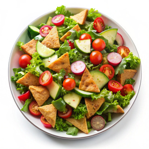 Fattoush on white background
