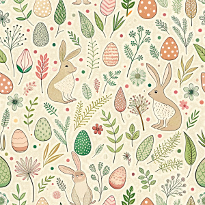 easter minimalist doodles seamless pattern tile, white ground