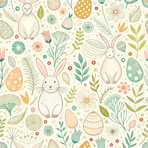 easter minimalist doodles seamless pattern tile, white ground