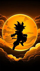 goku pequeño en la nube voladora, silueta