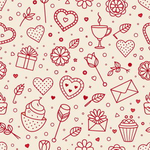 valentine day minimalist doodles for seamless pattern tile, light background