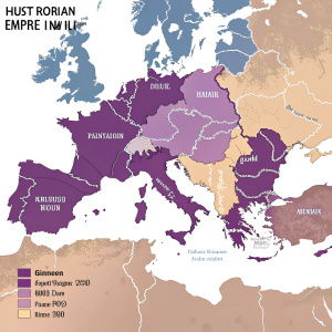 Animated map illustrating the evolution of the Holy Roman Empire from 800 AD to 1806 AD. Displayed in shades of purple and earth tones, highlighting the changing territories and regions over centuries.