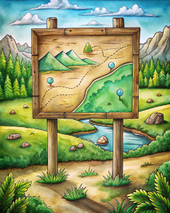 map board sign in nature
