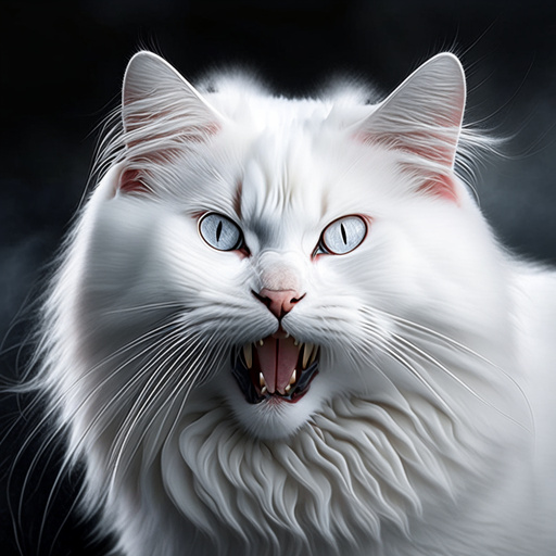hissing  white Norwegian cat