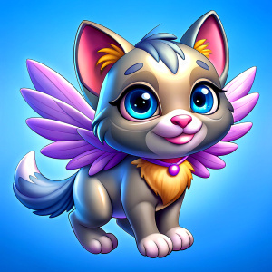 little kitten with wings