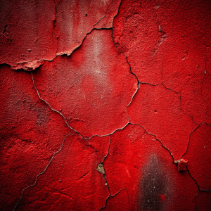 Red grunge texture background of cement plaster wall with cracks