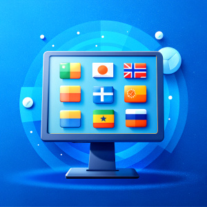 a computer screen filled with flags and translated text