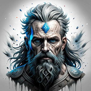 Nordic God Balder - perfect realistic art, high-definition grey and black, white background tattoo design