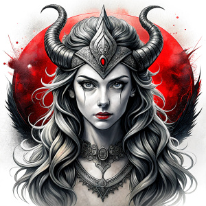 Nordic Godness Snotra - perfect realistic art, high-definition grey and black, white background tattoo design