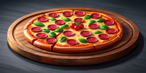 pepperoni pizza on wooden board