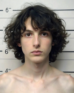Finn Wolfhard prison mugshot, shirtless