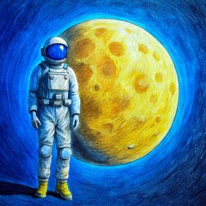 astronaut epic space moon yellow blue moon