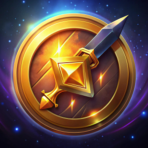 espada del juego truco  argentino dentro de carta dentro de una moneda de oro simulando la estetica de una criptomoneda