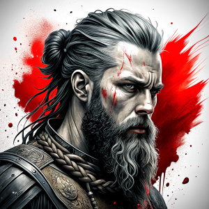 Nordic ragnar - perfect realistic art, high-definition grey and black, white background tattoo design