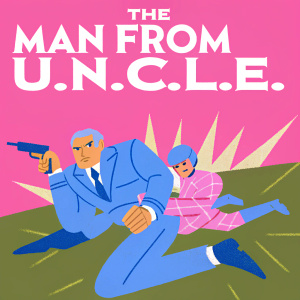 Movie poster for 'The Man from U.N.C.L.E.' Red and black background. High contrast.