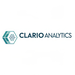 The logo of Clario Analytics, sleek and professional, unveiled at the company launch event.