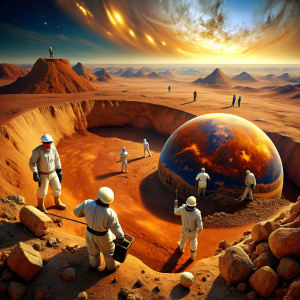 Imagine the planet Mars, there are humans extracting minerals in a special complex