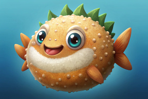 Fish ball, cartoon style