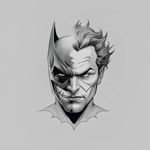 A face made with half batman half joker
