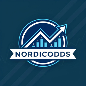 Abstract logo design featuring a sleek, blue emblem. Represents NordicOdds with growth pattern.