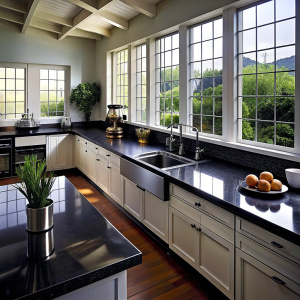 black kitchen countertops