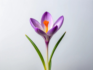 1 Crocus, micro shoot on white background