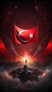 23 nisan ulusal egemenlik  bayramı, turkey flag, atatürk, design  story template, dark theme
