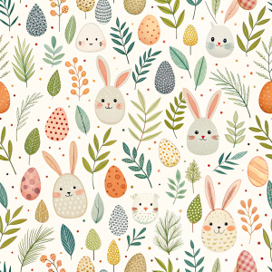 easter minimalist doodles seamless pattern tile, white ground