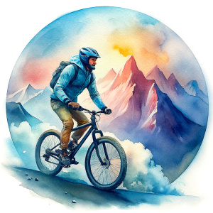 Craft a mesmerizing vector illustration portraying mountain bike. Aim for high quality, utilizing 4k resolution, and adopt a cartoon-style approach. The design should pop on a white background, delivering a unique and captivating vector T-shirt illustration. transparent