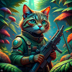 Cat with machine gun