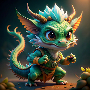 dragon shen long, chibi, fighting