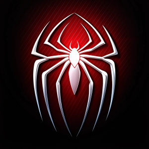 super cool white Spiderman logo with a full black background