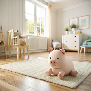 ALFOMBRA INFANTIL JUGUETE PUERCO EN PISO CLARO