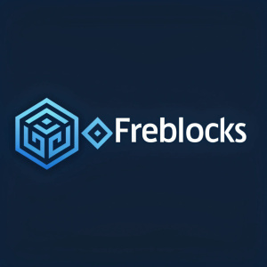 The Fireblocks logo is a sophisticated design with a blue color palette. It features a blue geometric icon with clear, legible text aligned to the right. The minimalist and contemporary style includes clean lines and a simple color scheme, designed for easy recognition and memorability. Perfect for a financial tech company.