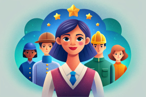 Illustrate women from different professions and industries