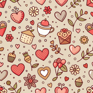 valentine day minimalist doodles for seamless pattern tile, light background