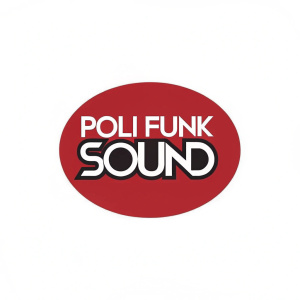 The Poli Funk Sound logo features a bold, red, oval symbol alongside the words 'Poli Funk SOUND' in a sleek, sans-serif font on a clean, white background.