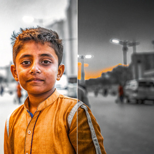 Vivo X60 Pro ad: A stunning night portrait of a young boy's face fills the screen, showcasing the phone's HDR Super Night Portrait feature.