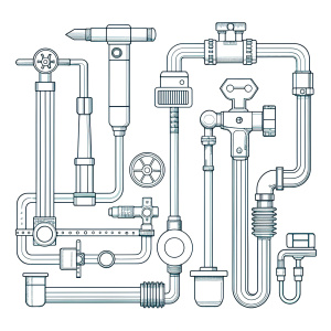 simple line drawing of a plumbing tools