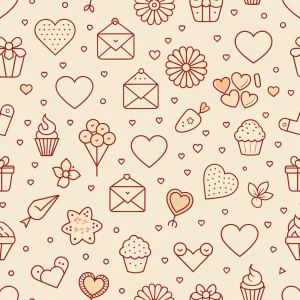 valentine day minimalist doodles for seamless pattern tile, light background