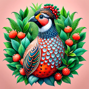 drawing of a bird whose body is decorated with floral patterns