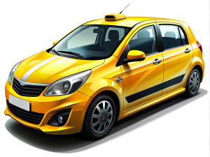 realistic vector.yellow,black,color intrend taxi.high detail.random views.on white background.