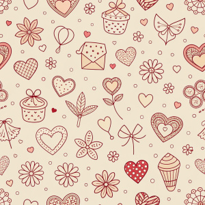 valentine day minimalist doodles for seamless pattern tile, light background