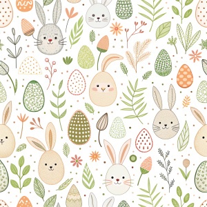 easter minimalist doodles seamless pattern tile, white ground